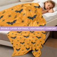 thumbnail image 5 of Kids Blanket 60 x 50 Inch Double-Sided Fleece Nap Mat for Travel,Orange Halloween Bats Printed Machine Washable, 5 of 8