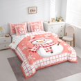 thumbnail image 3 of Feelyou Funny Orange Snowman Bedding Comforter Set 7pcs for Teens, Christmas Snowflake Print Queen Bedding Sets, Fashion Buffalo Reversible Queen Sheet Sets, Lightweight Room Decor, 3 of 7