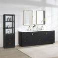 thumbnail image 3 of Cadiz 84" Double Fir Wood Black Vanity with Lightning White Composite & Mirror, 3 of 16