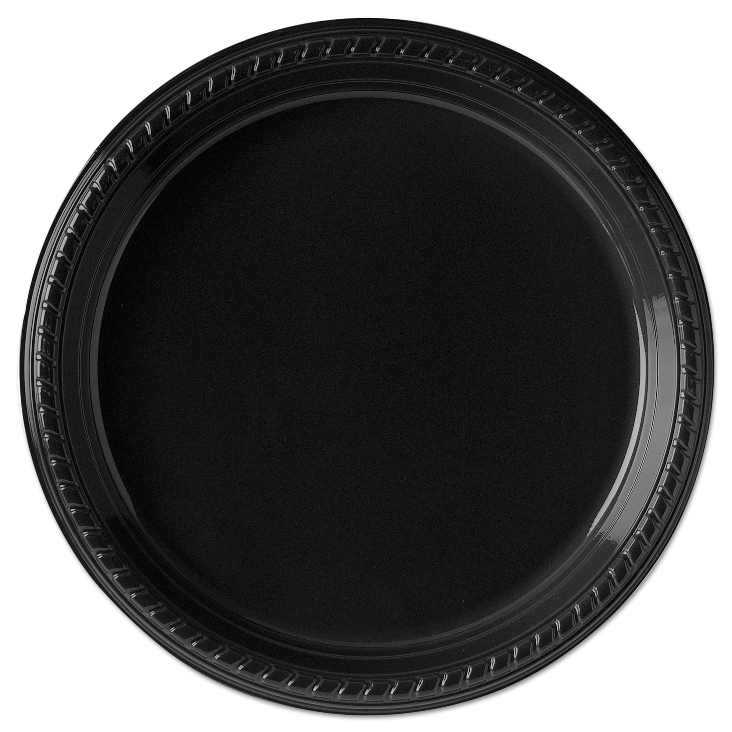 SOLO Cup Company Party Plastic Plates, 10 1/4", Black, 500/Carton