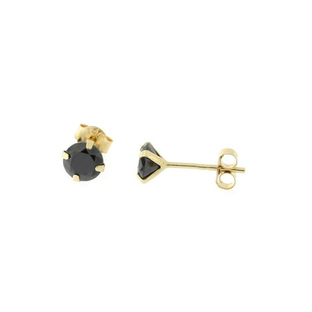 Beauniq 14k Yellow Or White Gold Round Black Cubic Zirconia 14k Yellow Or White Gold Round Black Cubic Zirconia Earrings