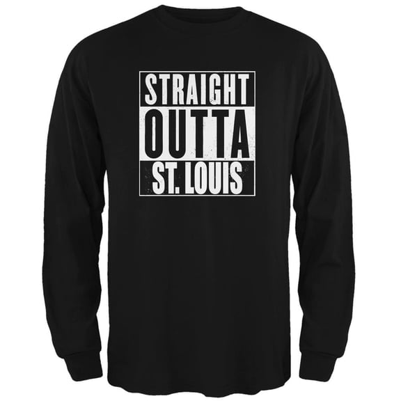 Straight Outta St. Louis Black Adult Long Sleeve T-Shirt - 2X-Large