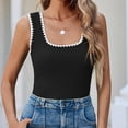 thumbnail image 5 of Women's Square Neck Sleeveless Tank Top,Colorblock Casual Fit Summer Top,Breathable Slim Layering Camisole for Daily Wear,Vacation,Office Black XXL, 5 of 8