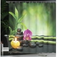 thumbnail image 4 of Ambesonne Spa Themed Shower Curtain, Orchid Leaves and Rocks, 69"Wx84"L, Apple Green and Fuchsia, 4 of 5