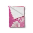thumbnail image 2 of Coral Soft Flannel Fleece Throw Blanket, Pink Sky with Clouds Conceptual Airy Fantasy Dream Soft Spring Sunset, Cozy Plush for Indoor and Outdoor Use, 70" x 90", Pale Coral Pink, by Ambesonne, 2 of 6