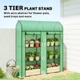 thumbnail image 4 of Outsunny 3-Tier Mini Greenhouse, Portable Small Plant Shelving Unit with UV-Resistant PE Cover & 2 Roll-Up Doors, 56.3" x 18.1" x 65" Green, for Patio, Garden & Backyard, 4 of 8