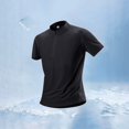 thumbnail image 2 of SAWOBUUN Men's Short Sleeve Quarter Zip Athletic Shirt Quick Dry Breathable Mock Neck Texture Top Lightweight Running Gym Tee, 2 of 7