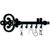Hook Hanger Wall Key Holder Metal Decorative Mounted Coat Hanger with Key Shape Design Organizer Rack with 6 Hooks for DIY Wall Bathroom Kitchen Entryway