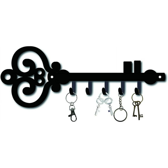 Hook Hanger Wall Key Holder Metal Decorative Mounted Coat Hanger with Key Shape Design Organizer Rack with 6 Hooks for Wall Bathroom Kitchen Entryway colorful