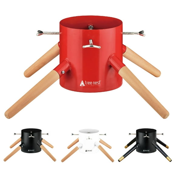 Tree Nest Christmas Tree Stand Base Xmas Modern Tree Metal Holder Stand for 10ft Real Tree Xmas Tree Decoration(Family,Red)