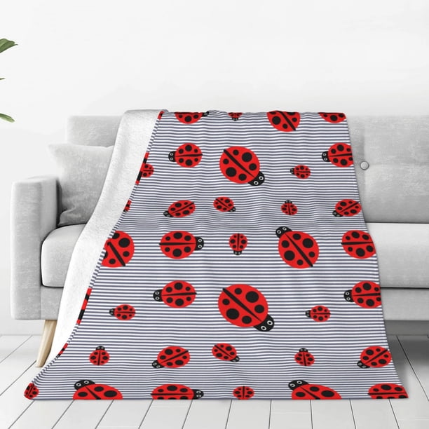 Balery Ladybug Manta de Felpa Suave y Acogedora – Cobija de Franela Aterciopelada para Cama, Lavable y Cálida para Sofá, Mascotas, Transpirable-50"x40"