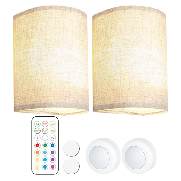 Lámpara de pared LED regulable, lámpara de pared inalámbrica con Control remoto para sala de estar y pasillo