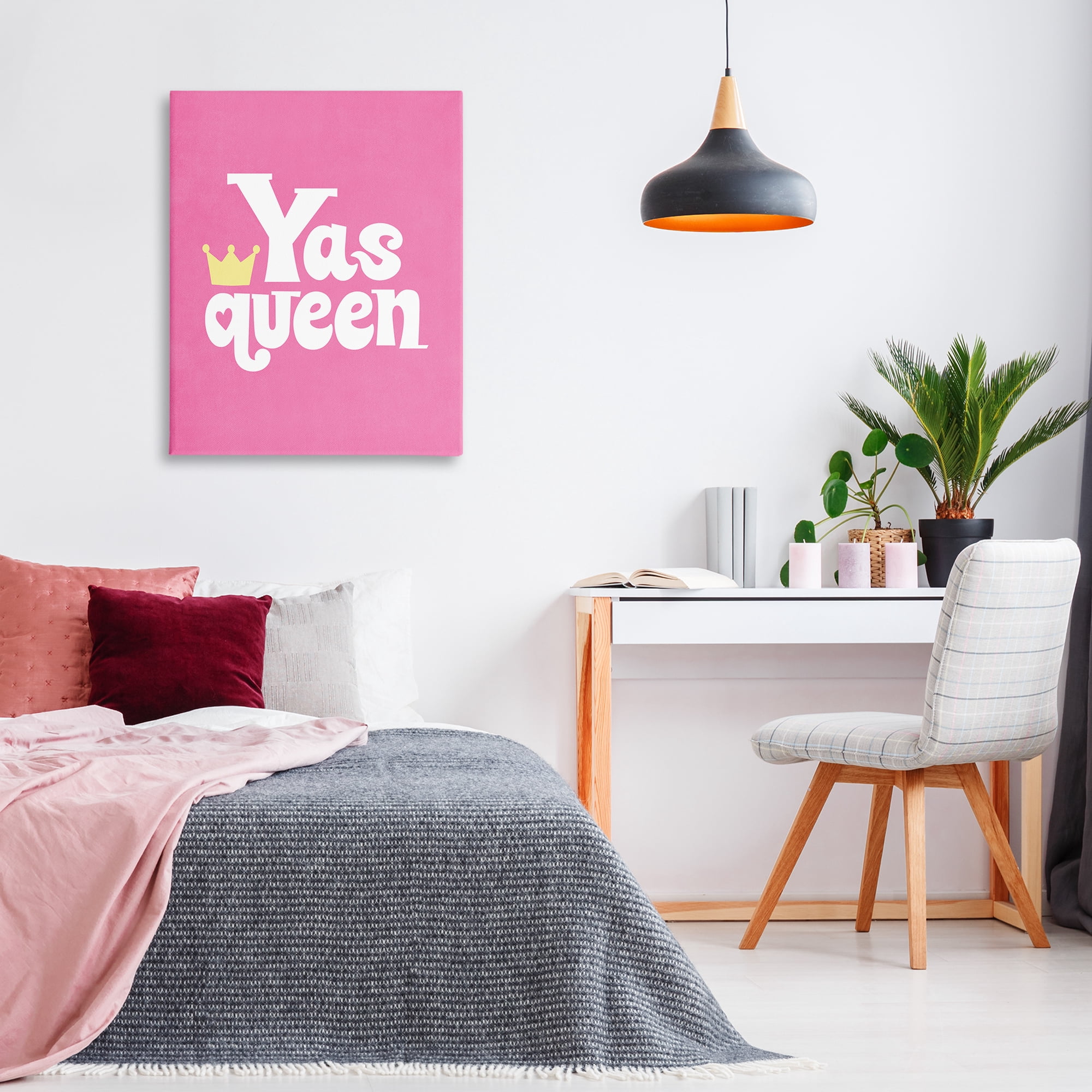 Stupell Industries Yas Queen with Crown Text & Numbers Painting Wrapped Canvas Art Print Wall Art, 30 x 40