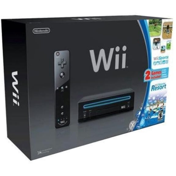 Nintendo Wii Console Black With Wii Sports And Wii Sports Resort