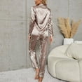 thumbnail image 3 of Conjunto de pijama de manga larga para mujer, ropa de dormir con botones, Camisa estampada con pantalones, trajes de estar por casa, 3 of 4