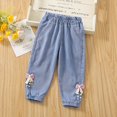 thumbnail image 2 of YunPes Toddler Girls Summer Casual Comfort Daily Wear Thin Jeans Pants Baby Girls Solid Color Bowknot Print Trousers, 2 of 9