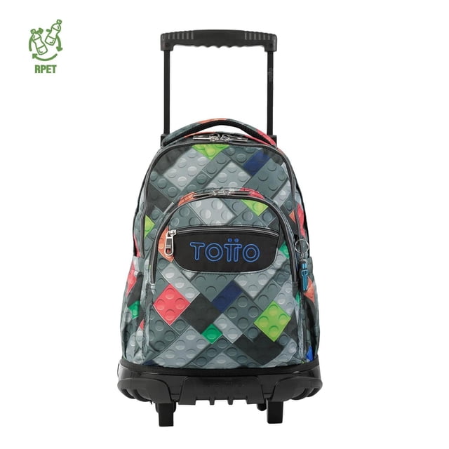 TOTTO Mochila Escolar Grande para Niño - Reforzada Porta Laptop 15.4 - Con Ruedas | 25 L RENGLON multicolor G