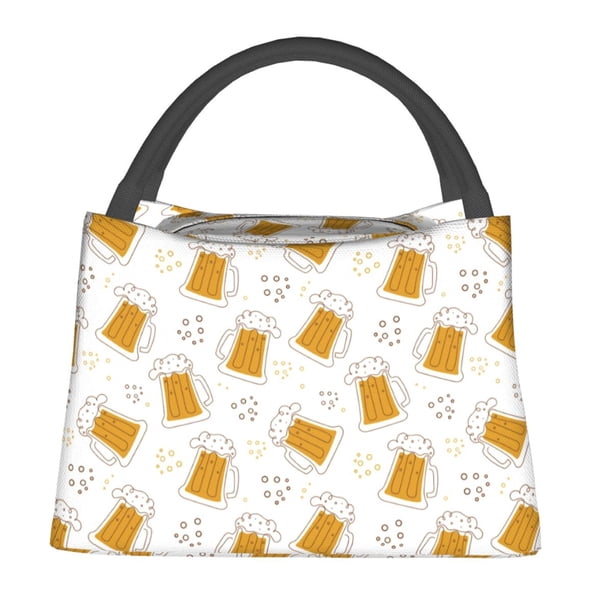 Fotbe Beer Bolsa Térmica Portátil con Estampado, Bolsa de Entrega de Alimentos Aislada, Bolsa Reutilizable de Gran Capacidad para Comidas y Supermercado