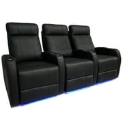 Valencia Syracuse Top Grain Leather LED Power Home Theatre Seating Row of Three - 3 seat
