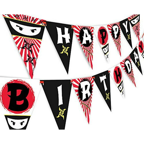 Ninja Happy Birthday Banner Pennant - Ninja Party Banner - Made in The USA