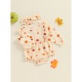 thumbnail image 3 of Newborn Baby Girls Halloween Clothes Pumpkin Ruffle Romper Long Sleeve Waffle Bodysuit with Headband Set Fall Outfits, 3 of 8