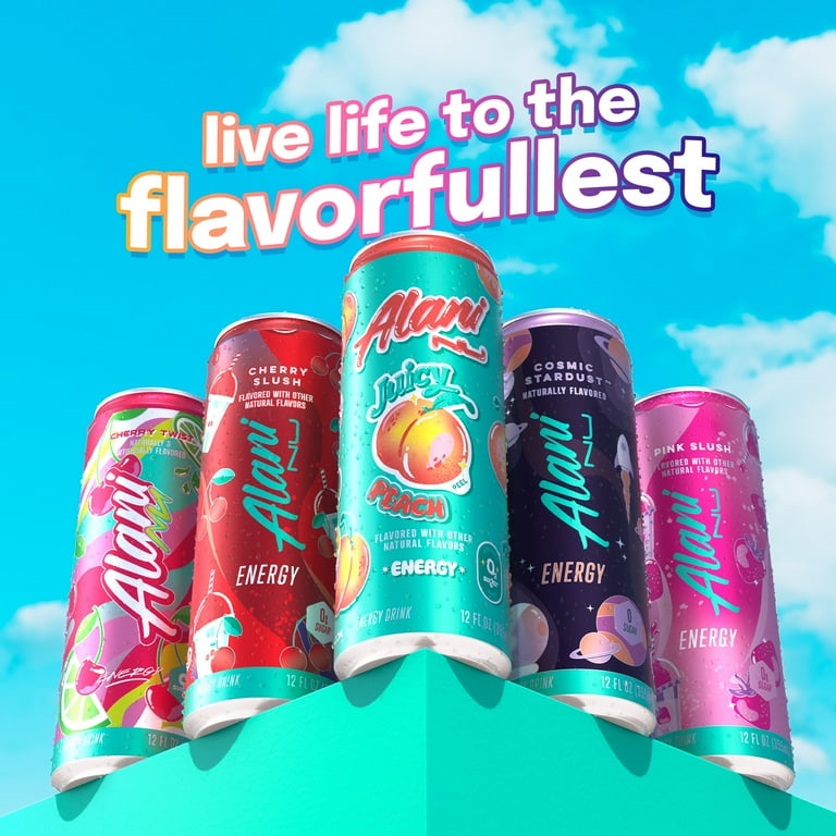 Free Shipping! Alani Nu Energy Drink Juicy Peach 12 fl oz Can 12