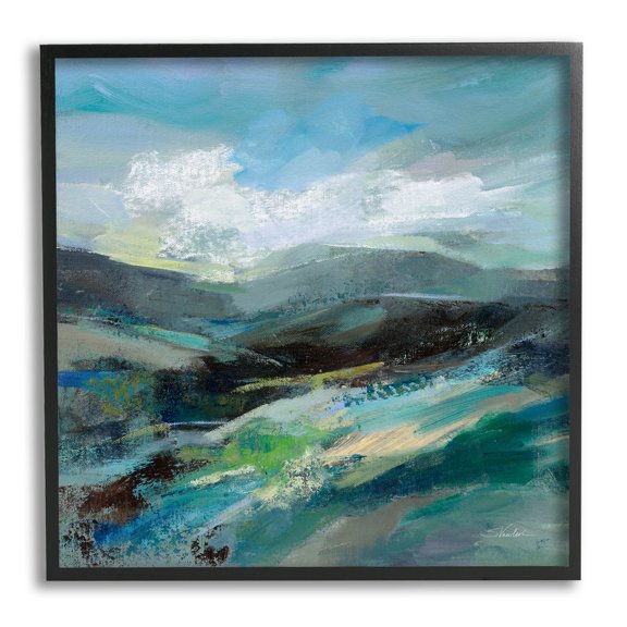 Stupell Industries Abstract Layered Mountain Scene Painting Black Framed Art Print Wall Art, Design by Silvia Vassileva