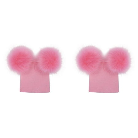 

2pcs Baby Girls Boys Double Pompom Hat Crochet Knitted Winter Warm Faux Fur Ball Hat Beanie Bonnet