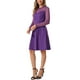 thumbnail image 4 of Vestido de fiesta skater de manga transparente de malla con corazón para mujer INSPIRE CHIC XL púrpura oscuro, 4 of 5