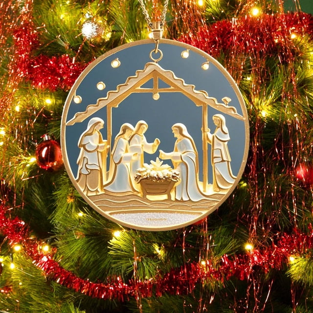 Xihbxyly Colgante Navideño 2024, Diseño 3D de Bendición de Nacimiento, Adorno Acrílico para Coche, Decoración para Árbol, Corona Decorativa para El Hogar, Recuerdo de Fiesta, Tamaño de 8 Cm, Regalo p