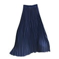thumbnail image 2 of VUPSGEZ Womens Solid Pleated Elegant Midi Elastic Waist Skirt (Blue,One Size), 2 of 6