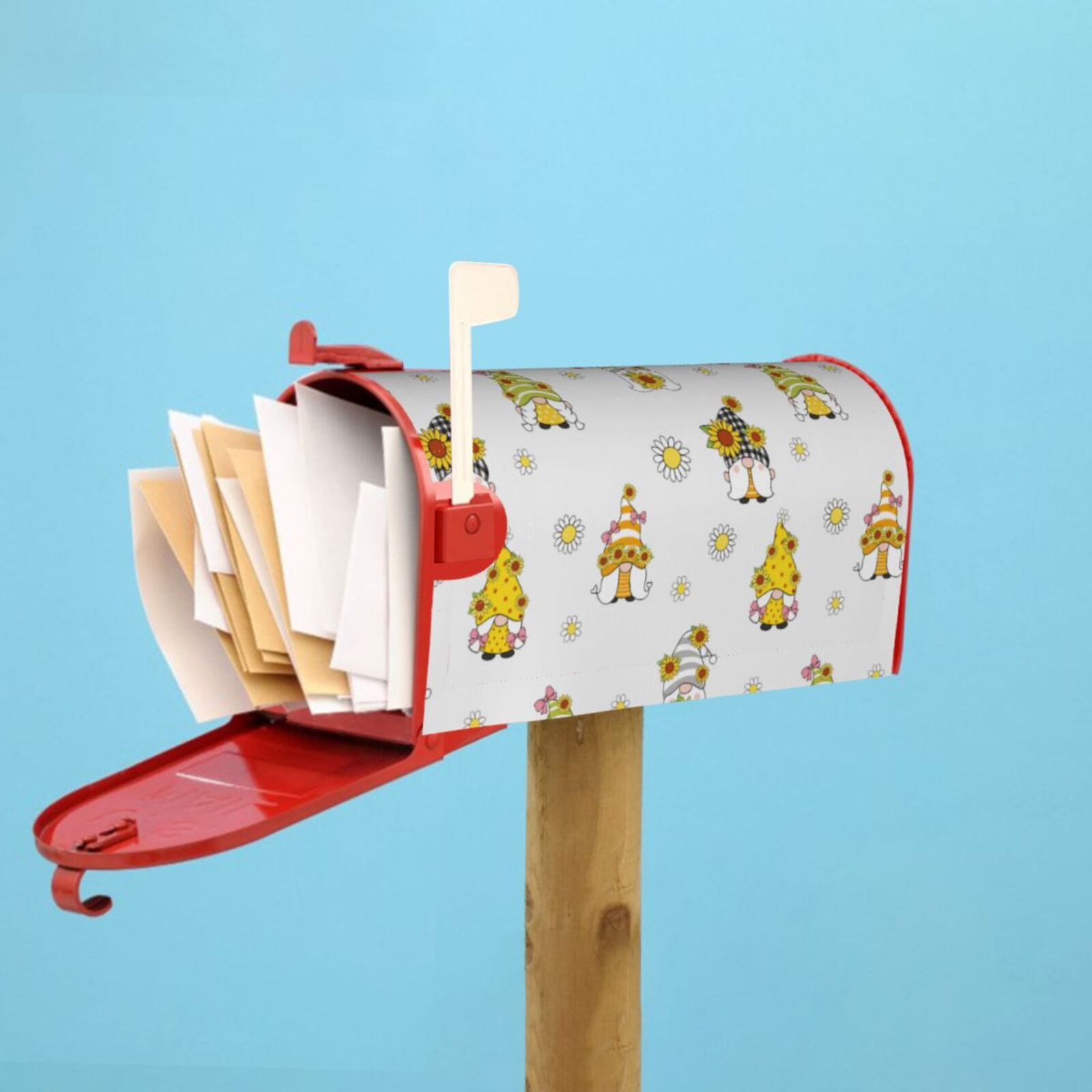 Logiee Gnome With Sunflower Print Post Letter Box Wrap Decor, Mailbox Cover Suitable for Standard Mailbox and Large Size Mailbox,Outdoor Yard Decoration-25.5x21 in