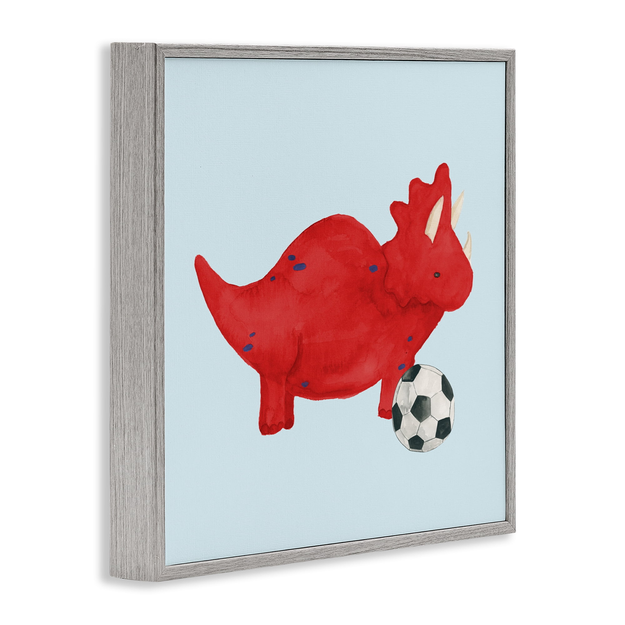 Stupell Industries Baby Dino with Ball Gray Framed Giclee Art, design by Lucille Price