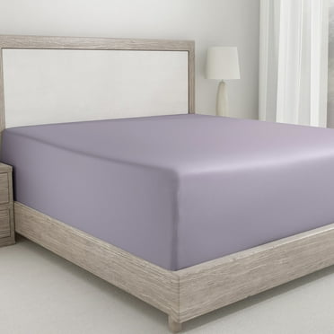 California Design Den Twin Fitted Sheet Only, Softest 400 Thread Count 100% Cotton Sateen, Deep Pocket, All-Around Elastic, Side Indicators - Lavender Gray