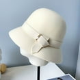 thumbnail image 5 of CoCopeaunt Autumn And Winter Wool Felt Hat, Female Art Metal Buckle Top Hat, Pure-Color Antique Basin Hat, Wool Fashion Hat Tide, 5 of 6