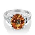 thumbnail image 2 of Gem Stone King 925 Sterling Silver Ring Oval Ecstasy Mystic Topaz and Moissanite (5.38 Cttw, Size 9), 2 of 4