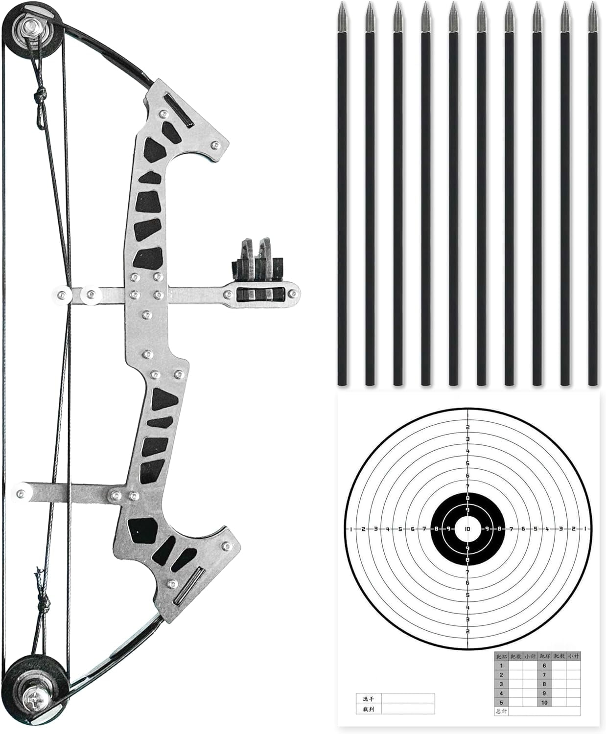 Mini Archery Bow Set Right Hand Mini Compound Bow Mini Hunting Bow Metal Material Catapult RH/LH for Hunting Shooting Practice Archery Entertainment Fun