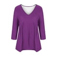 thumbnail image 3 of ZyeKqe Summer Tops for Women Loose Caual Deep V Neck 3/4 Length Sleeve Blouses Oversized Tee Shirts, 3 of 5