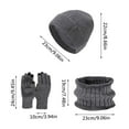thumbnail image 3 of CUZIBR Winter Gloves Knit Thick Lined Thermal Had Scarfs Gloves Three Piece Set Solid Color Soft Warm Outdoor Cold Weather For Unisex, 3 of 5