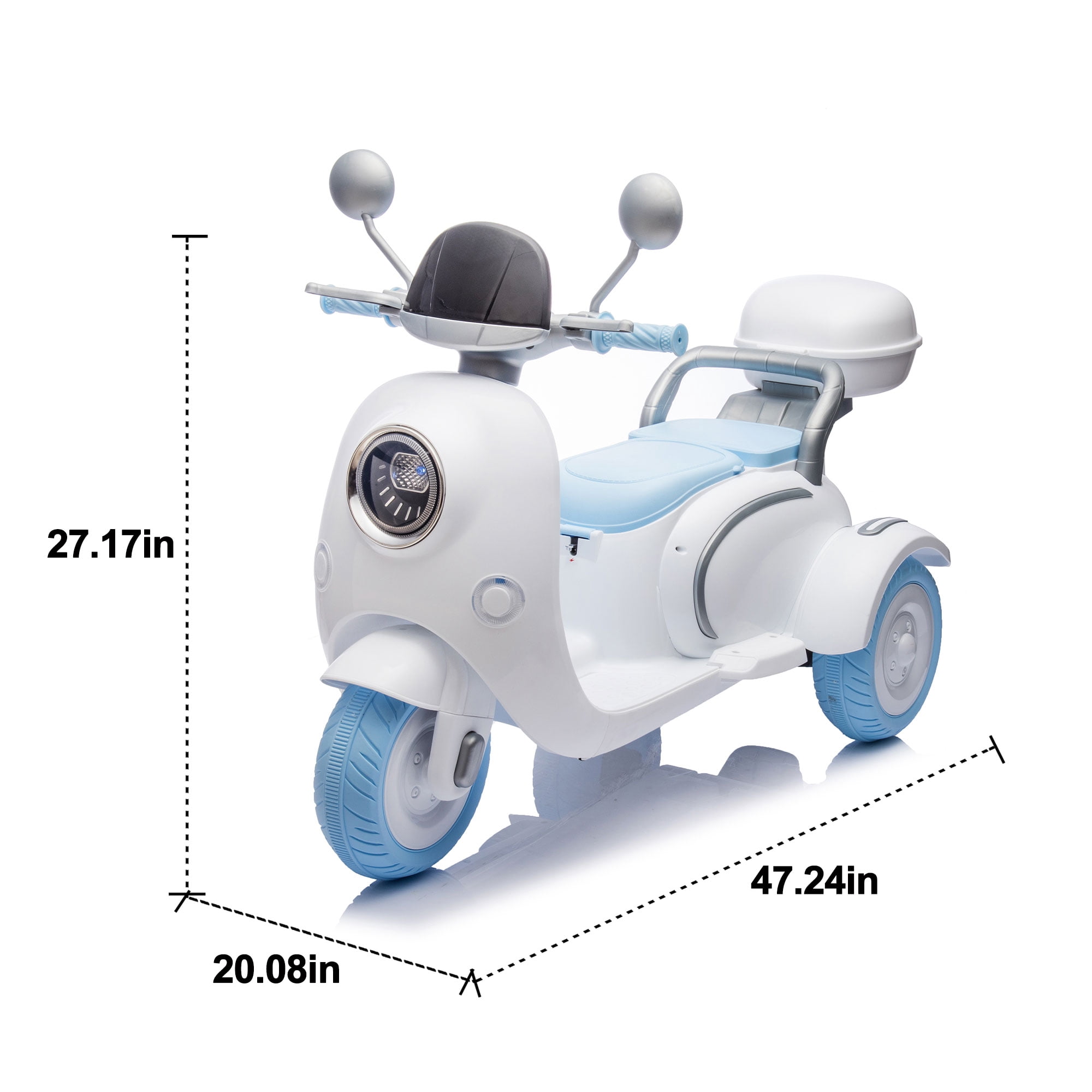 Urday 12V Kids Electric Motorcycle with Parent Seat, Dual 25W Motors 3-Wheeled Ride On Toy, Bluetooth Music, USB, High Weight Capacity 132 lbs, Beige