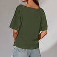 thumbnail image 5 of Women's T-Shirts Basic Tops Solid Off Shoulder Cropped Slim Going Out Gift Clothes, 5 of 6