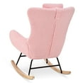 thumbnail image 4 of Upholstered Rocking Chair with Armrest, Teddy Glider Chair with High Backrest, Rocking Accent Chair for Nursery, Living Room, Bedroom & Lounge Room, Pink, 4 of 7