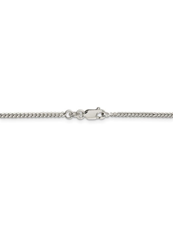 2mm Curb Chain Sterling Silver Number 22 Necklace for Jersey Numbers & Recovery High Polish 3/4 inch