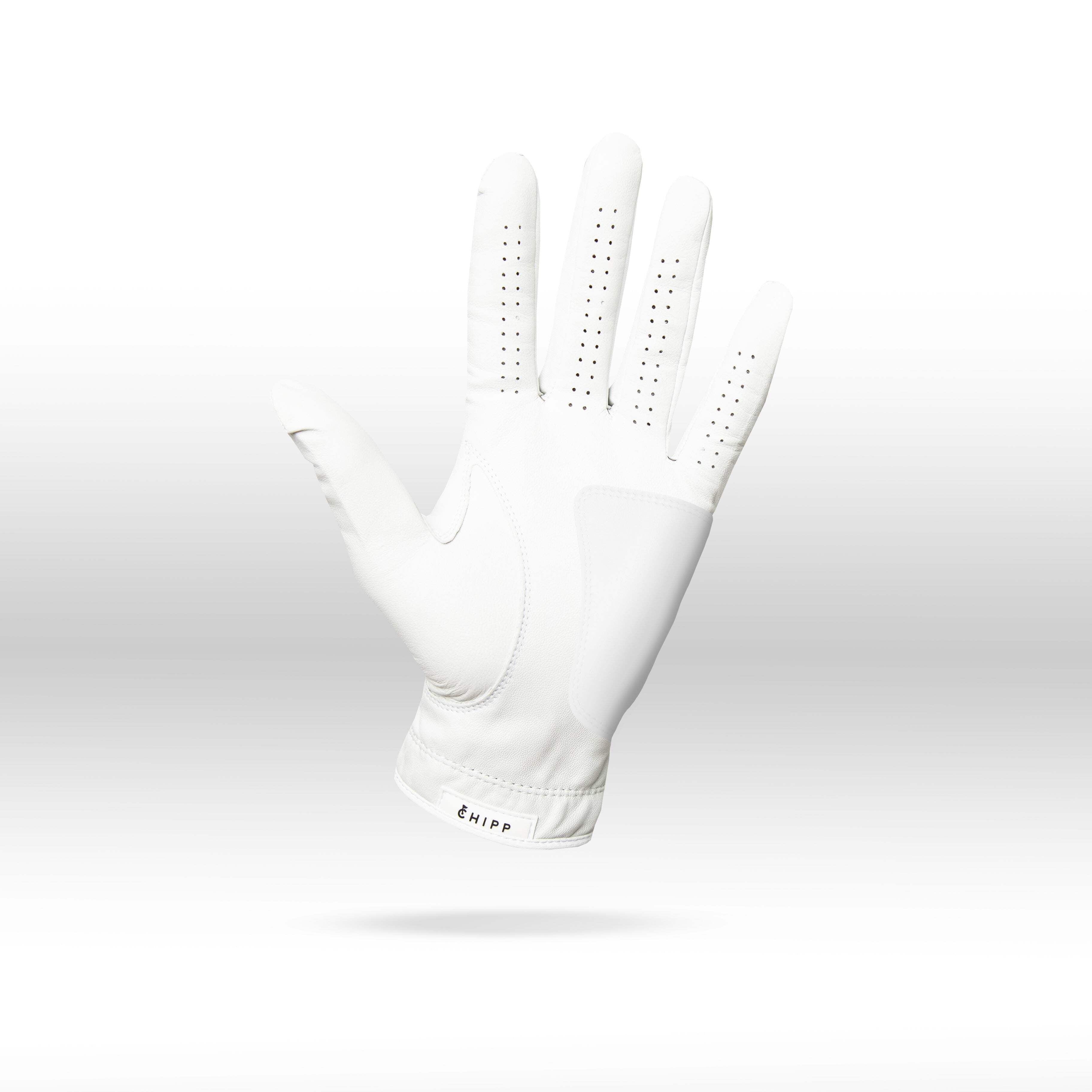 All White Premium Cabretta Leather Golf Glove with Supportive Palm Pad