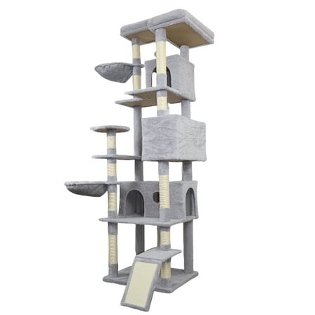 Zephypaws 85 in Cat Tree,Multi Level Cat Tower for Adult Cats,Climbing Tree House and Towers with Scratching Post,Perch,Condo,Hammock,Dark Gray
