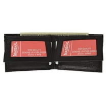 Mens Genuine Leather Bifold 2 Flap Up ID Card Holder Wallet 590 CF