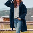 thumbnail image 3 of Blue Womens Jacket Womens Long Sleeve Casual Fleece Fuzzy Jacket Loose Fitting Warm Winter Outwear Fashion Lapel Jacket Coats Jackets for Women, 3 of 4