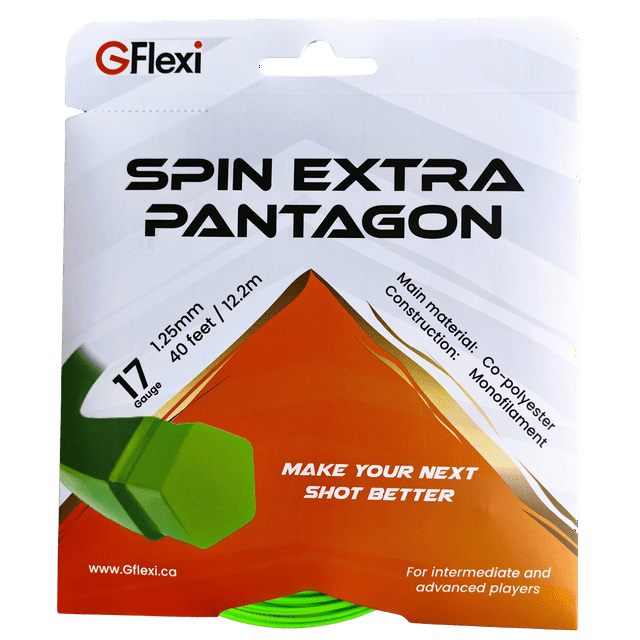 GFlexi Ficelle de Tennis Pentagon Extra Spin – Rotation Améliorée, Contrôle et Confort - 17 Gauge