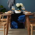 thumbnail image 2 of Blue Rose Table Runner - 36 Inch Long, Kitchen Dining Table Runner Dresser Scarves, Vintage Abstract Garden Flower Floral Black Farmhouse Decor for Coffee Tables Wedding Party Banquet, 2 of 8