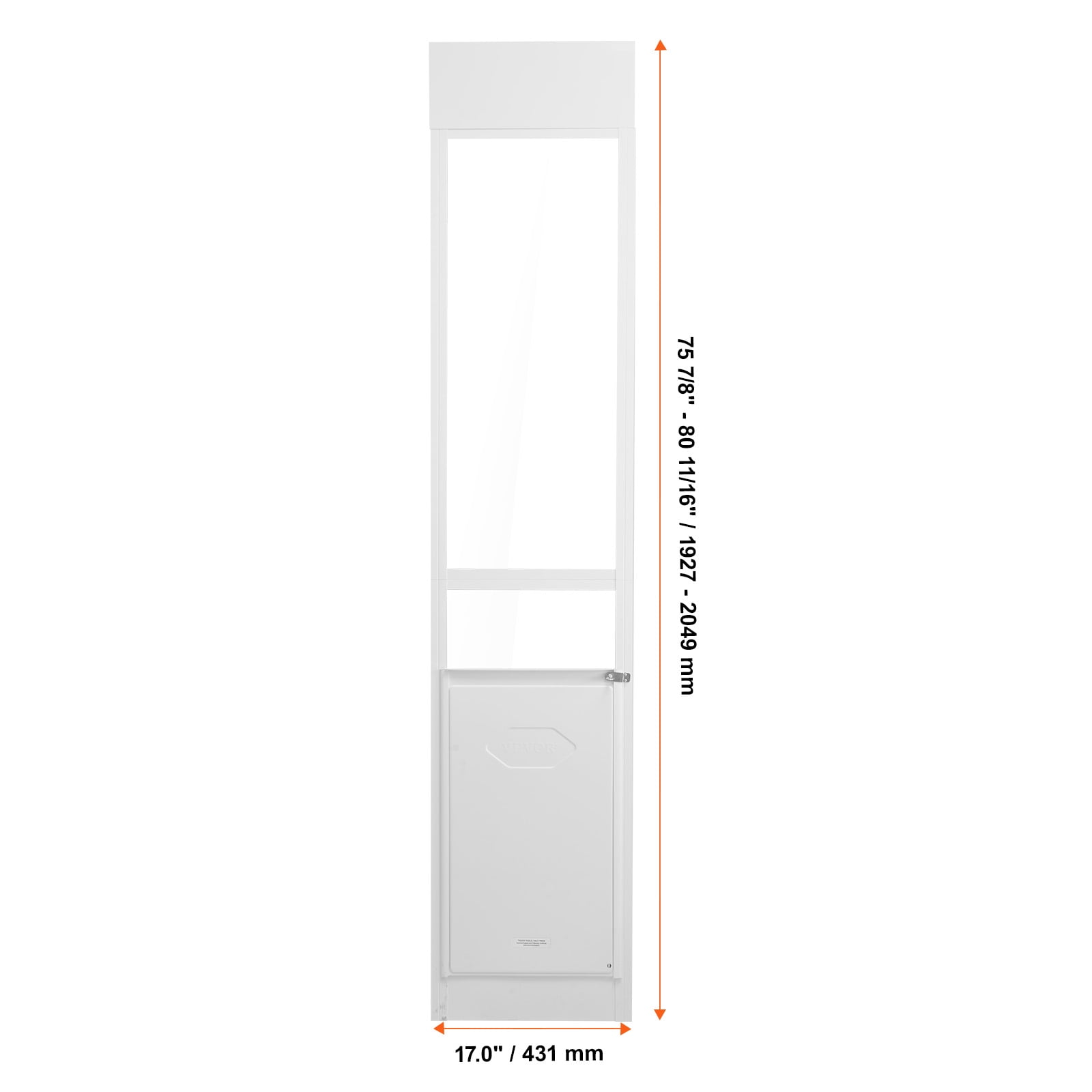 VEVOR Dog Door for Sliding Glass Door, 75 7/8"-80 11/16" Adjustable Height Doggy Door for Sliding Doors, Aluminum Frame Tempered Glass Pet Door with Hinge Structure Flap and Lock for Large-Sized Dogs